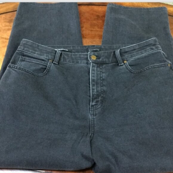 Talbots Women Size 14 Relaxed Jean Tapered Leg High Waist Distressed Black Denim - Picture 4 of 12